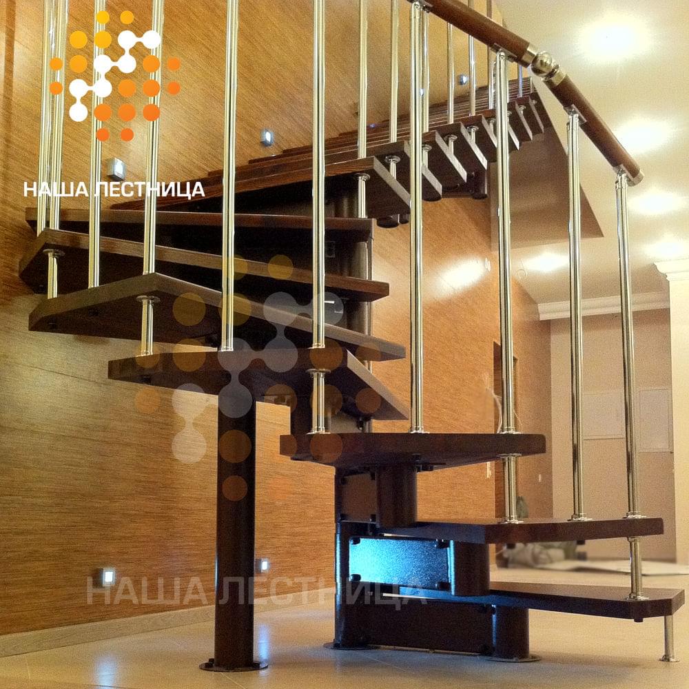 Фото комбинированная модульная лестница с поворотом на 180 градусов - вид 1