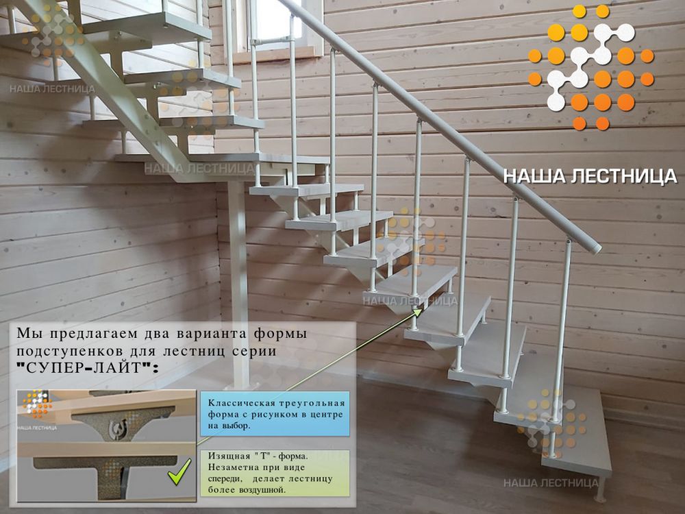 Фото лестница в деревянном доме на второй этаж, серия "суперлайт" - вид 2
