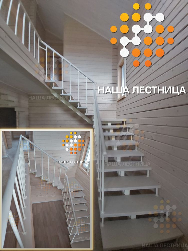 Фото лестница в деревянном доме на второй этаж, серия "суперлайт" - вид 1