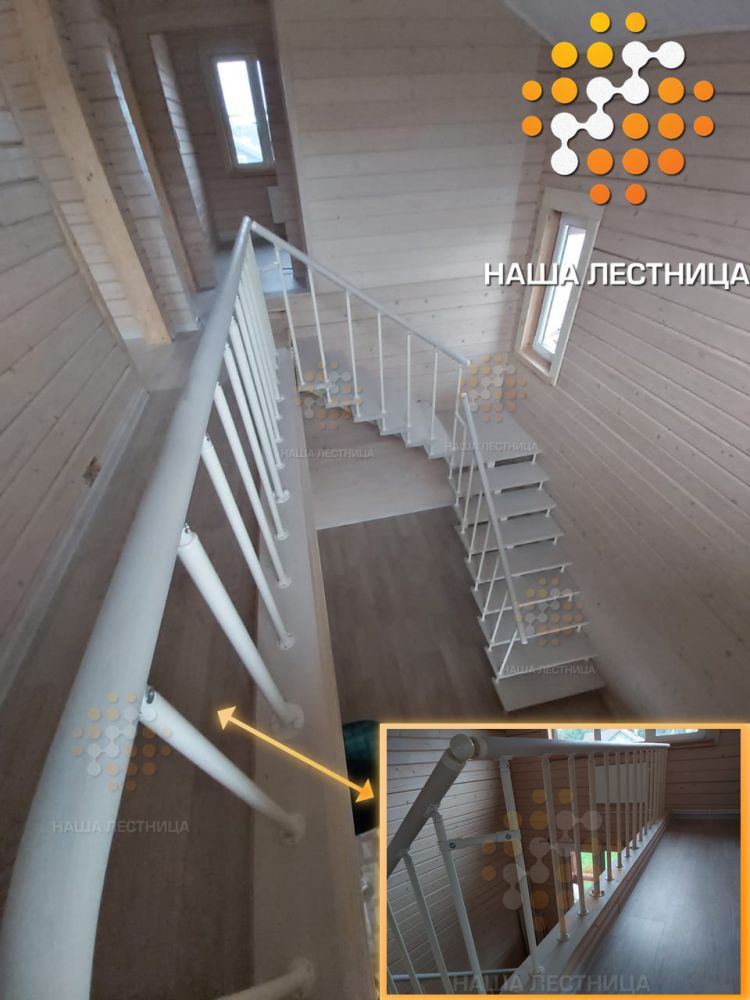 Фото лестница в деревянный дом на цельно-сварном каркасе серии "суперлайт" - вид 5