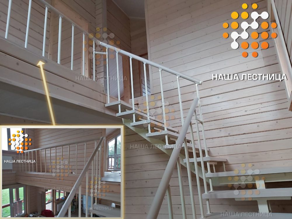 Фото лестница в деревянный дом на цельно-сварном каркасе серии "суперлайт" - вид 6