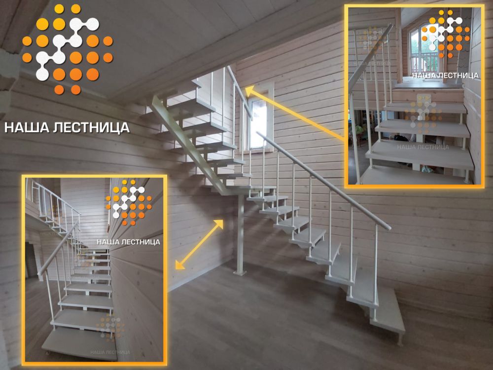 Фото лестница в деревянный дом на цельно-сварном каркасе серии "суперлайт" - вид 7
