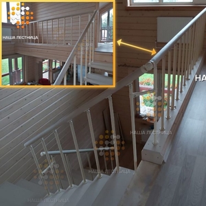 Лестница в деревянный дом на цельно-сварном каркасе серии "СуперЛайт"