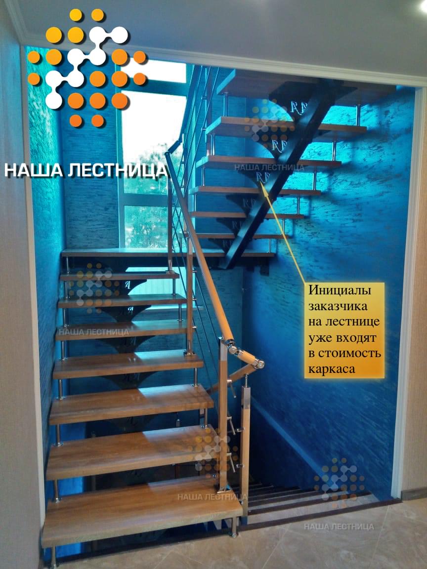 Фото лестница для коттеджа п-поворот серии суперлайт - вид 1