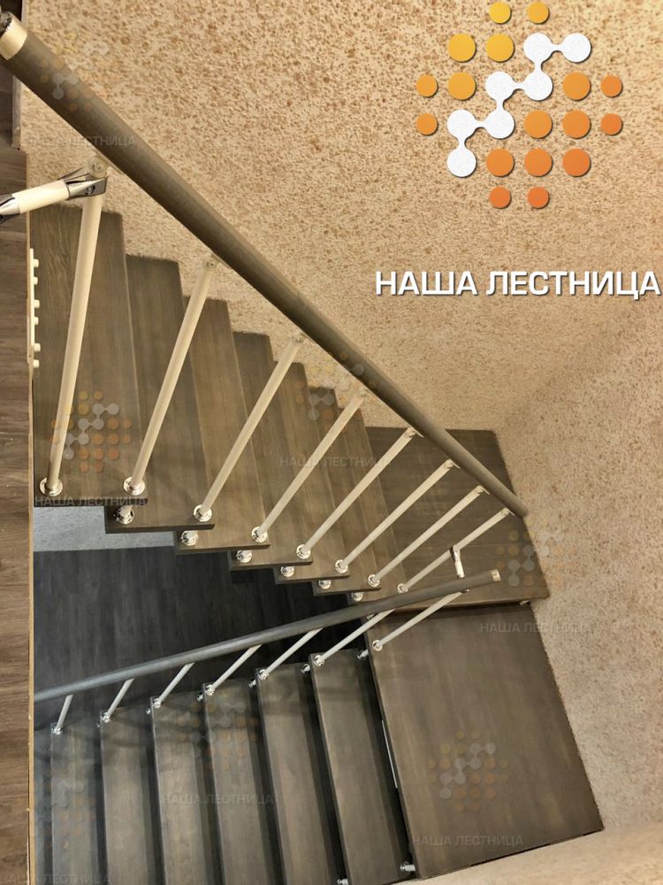 Фото лестница для дома с п-поворотом, серия "лофт" - вид 5