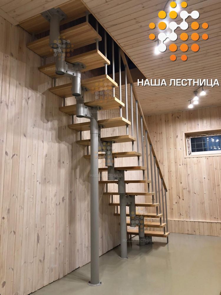 Фото модульная лестница в дом с прямым маршем - вид 4