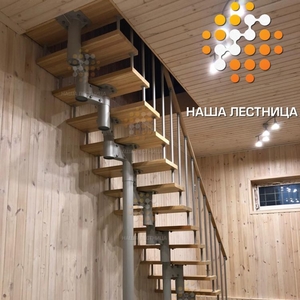 Модульная лестница в дом с прямым маршем-2