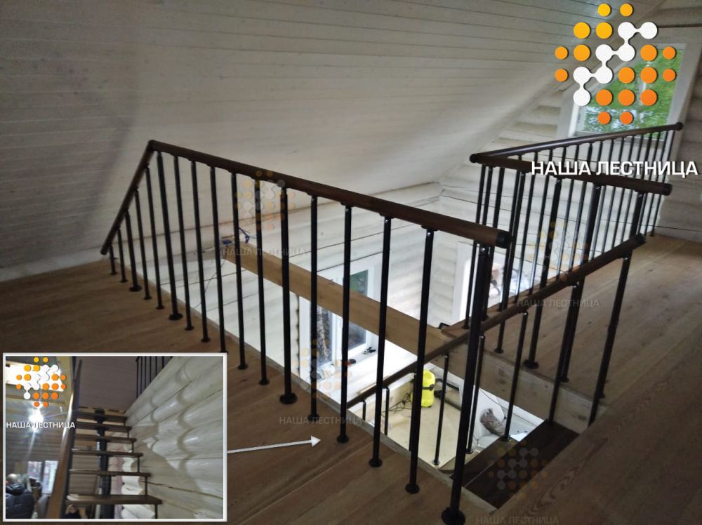Фото модульная лестница с прямым маршем в деревянном доме - вид 2