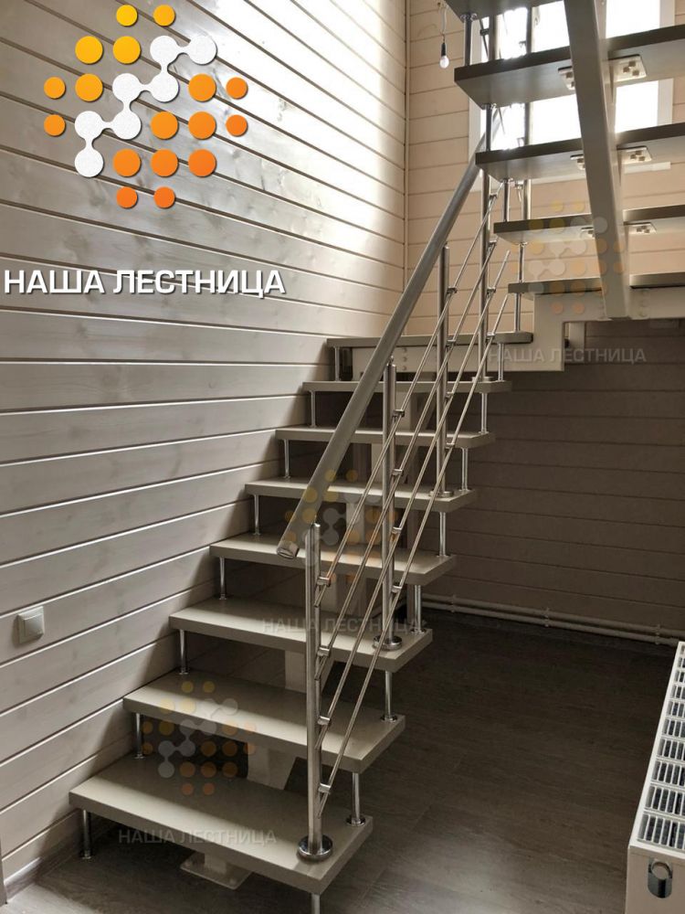 Фото лестница на 2 этаж с площадкой 180 градусов, серия гранж - вид 7