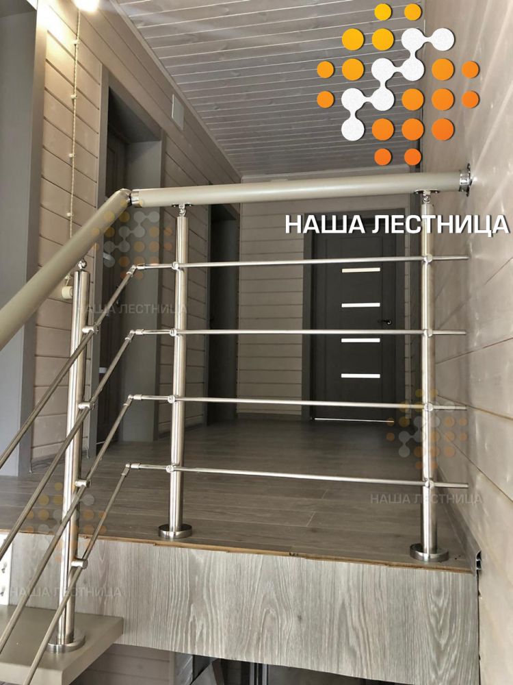 Фото лестница на 2 этаж с площадкой 180 градусов, серия гранж - вид 8