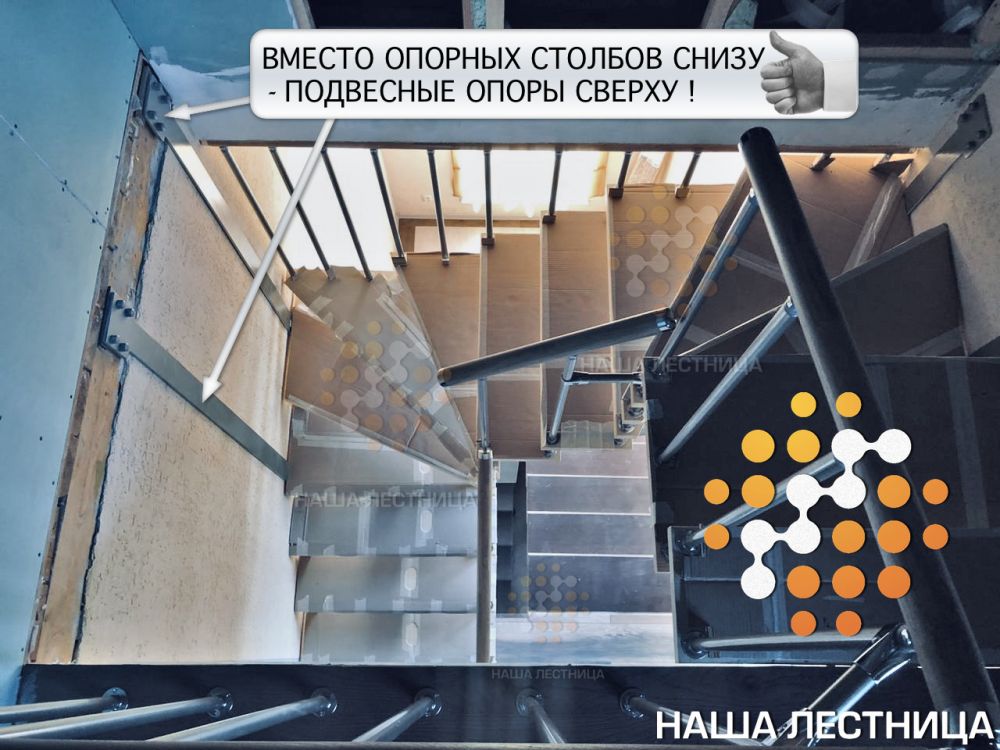 Фото комбинированная лестница со второго на третий этаж - вид 4