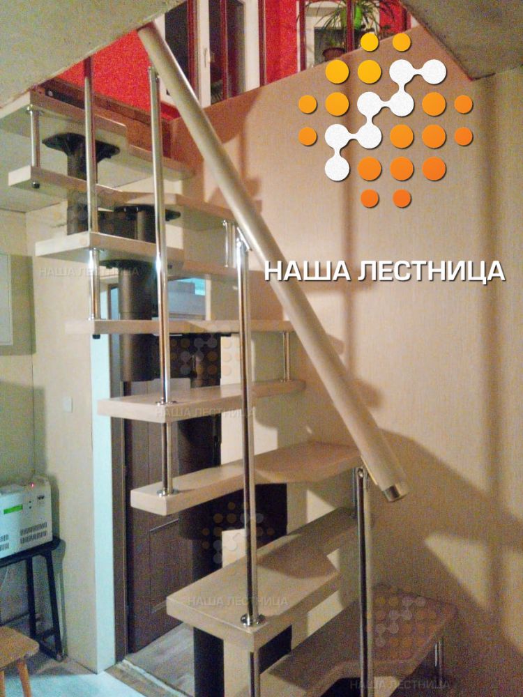 Фото недорогая лестница с гусиным шагом на модульном каркасе - вид 4