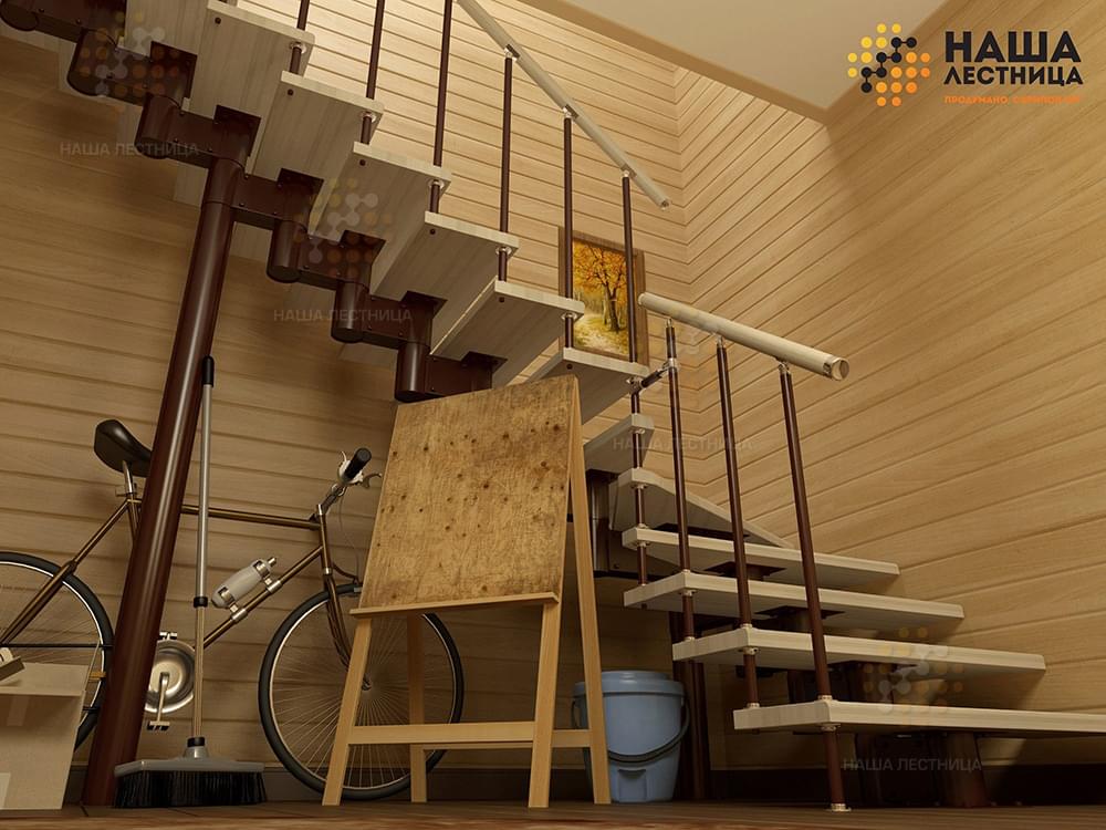 Фото лестница с деревянными ступенями из дуба - вид 3