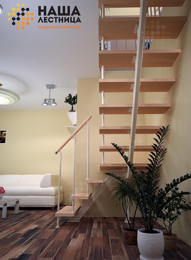 Фото лестница на косоуре с площадкой - вид 3
