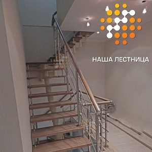 Модульная лестница в дом с Г-поворотом-2