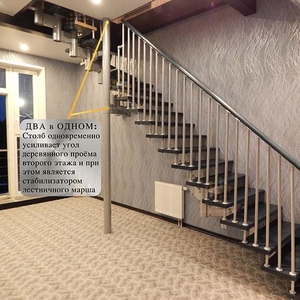 Лестница в квартиру на второй этаж с поворотом на 90 градусов