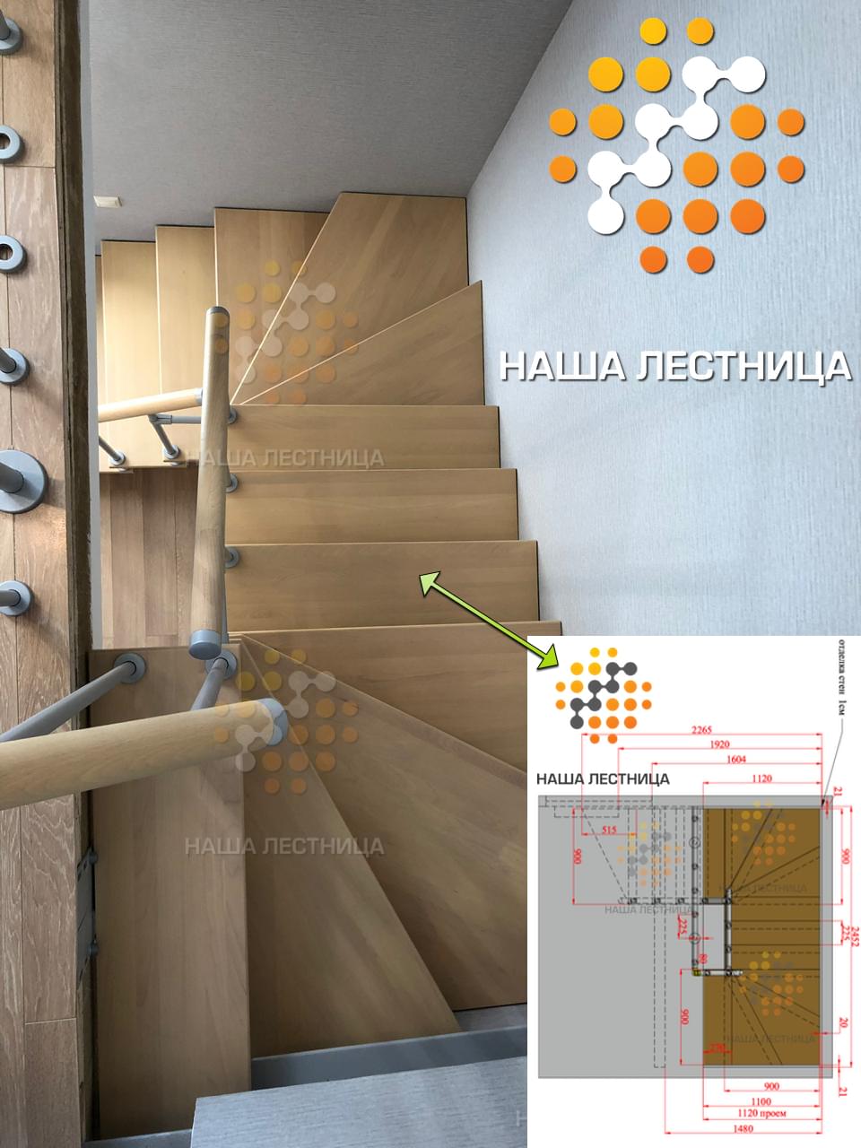 Фото модульная лестница с поворотом на 180 градусов в частный дом - вид 2