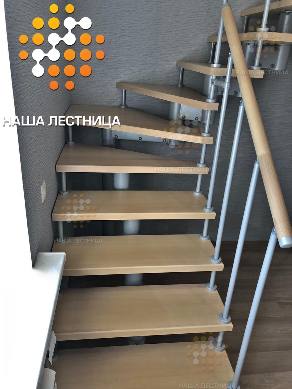 Фото модульная лестница с поворотом на 180 градусов в частный дом - вид 4