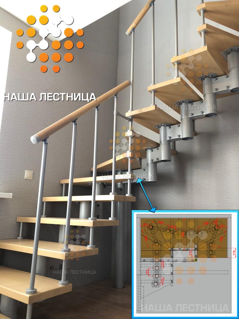 Фото модульная лестница с поворотом на 180 градусов в частный дом - вид 7
