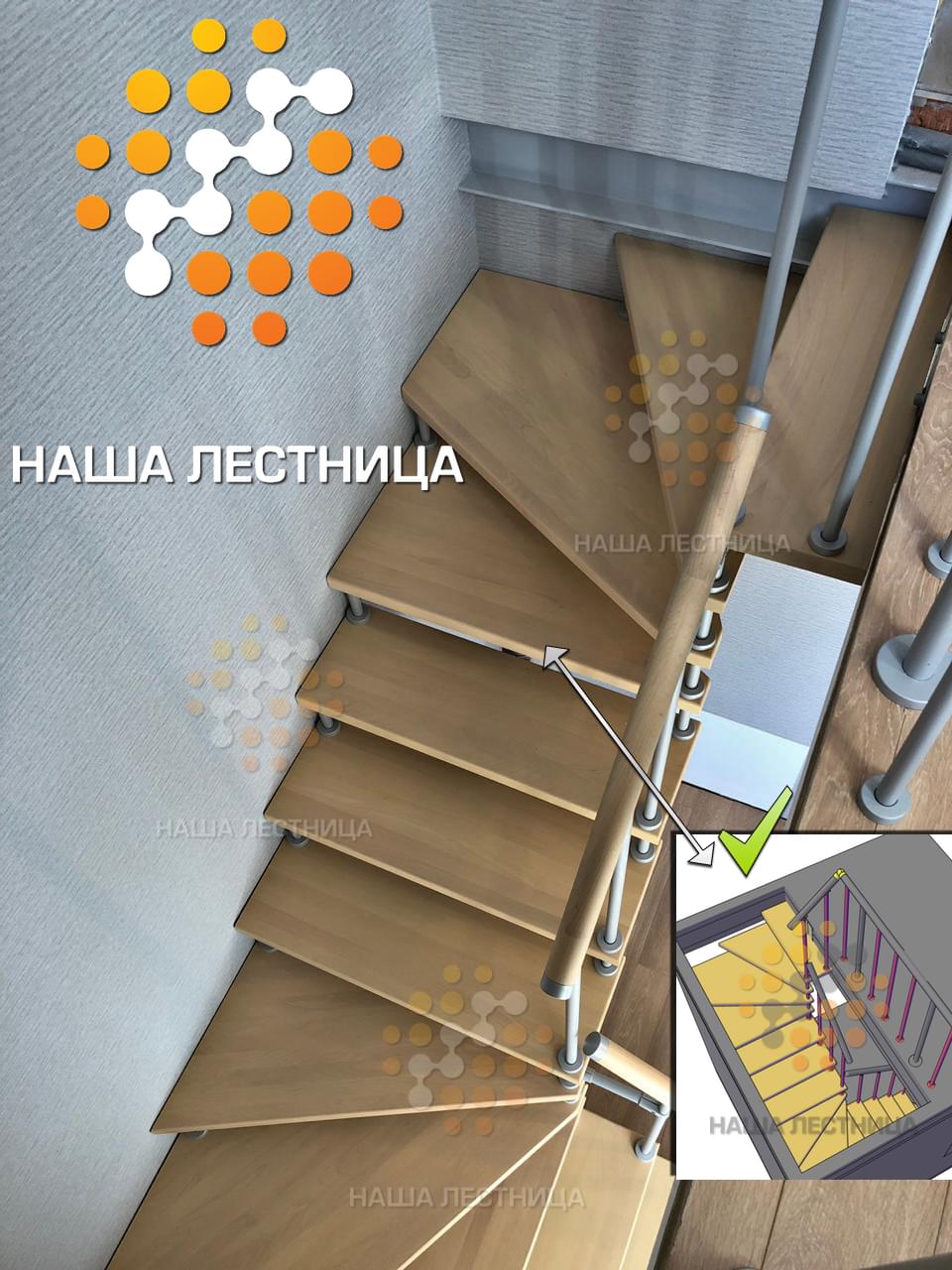 Фото модульная лестница с поворотом на 180 градусов в частный дом - вид 5
