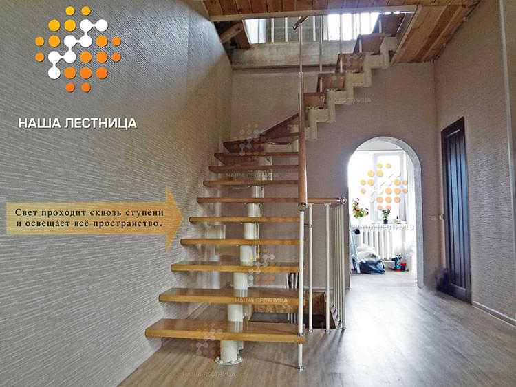 Фото модульная лестница в дом с поворотом 90 градусов - вид 1