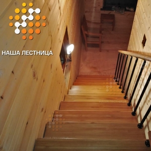 Модульная лестница для деревянного дома с поворотом на 90 градусов-2