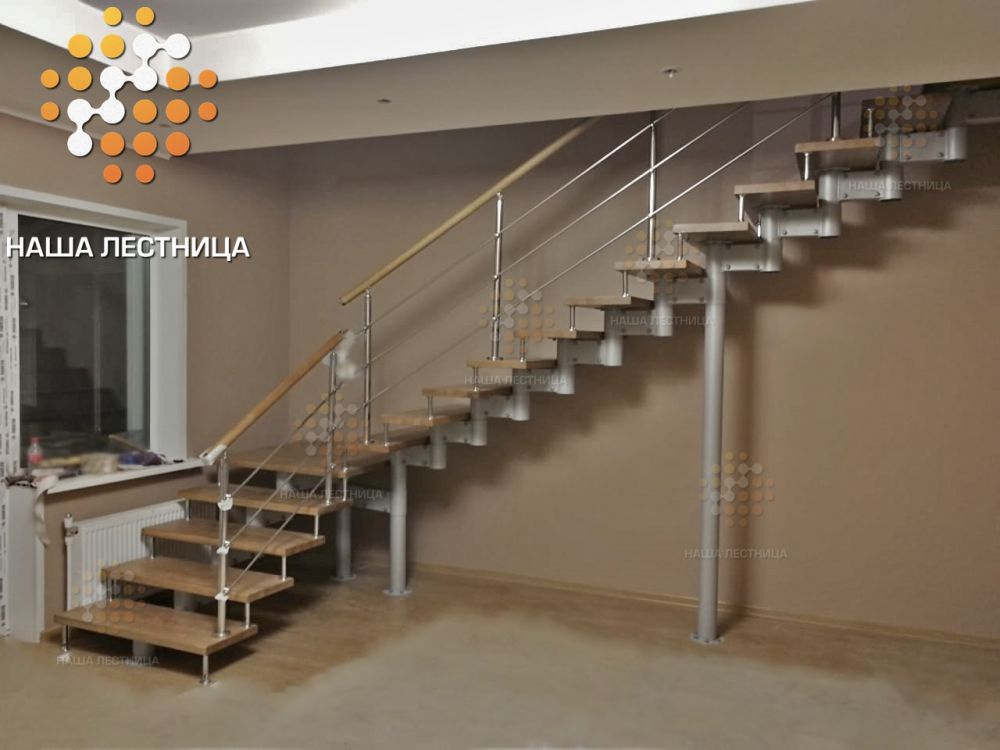 Фото модульная лестница в дом с комфортной проступью 375мм - вид 3
