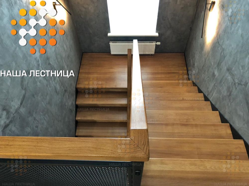 Фото стильная лестница на двойном металлическом каркасе серии "лофт" - вид 5