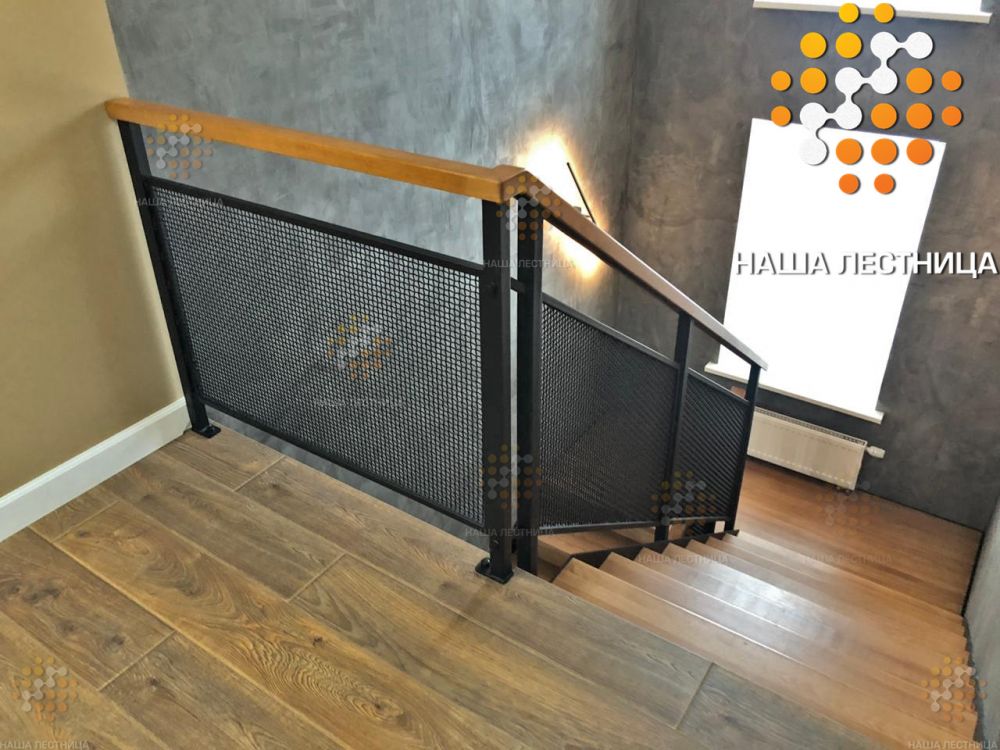 Фото стильная лестница на двойном металлическом каркасе серии "лофт" - вид 6