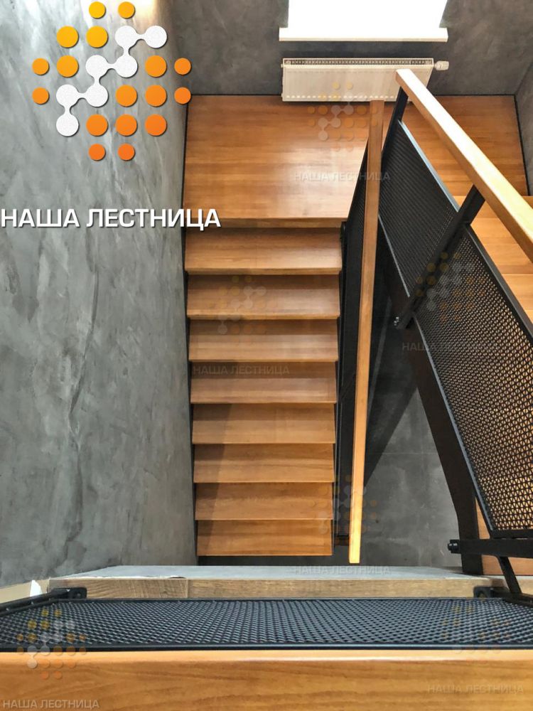 Фото стильная лестница на двойном металлическом каркасе серии "лофт" - вид 7