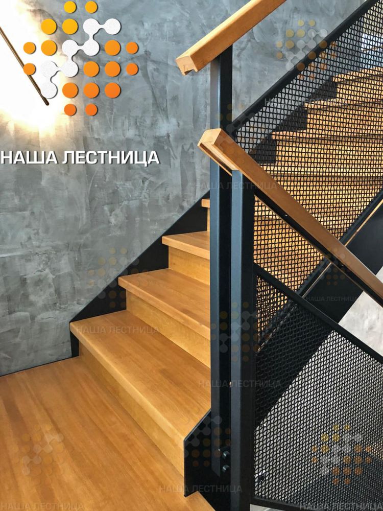 Фото стильная лестница на двойном металлическом каркасе серии "лофт" - вид 2