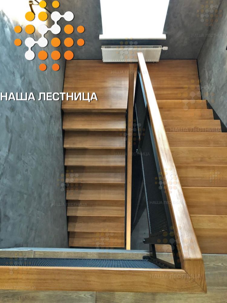 Фото стильная лестница на двойном металлическом каркасе серии "лофт" - вид 9
