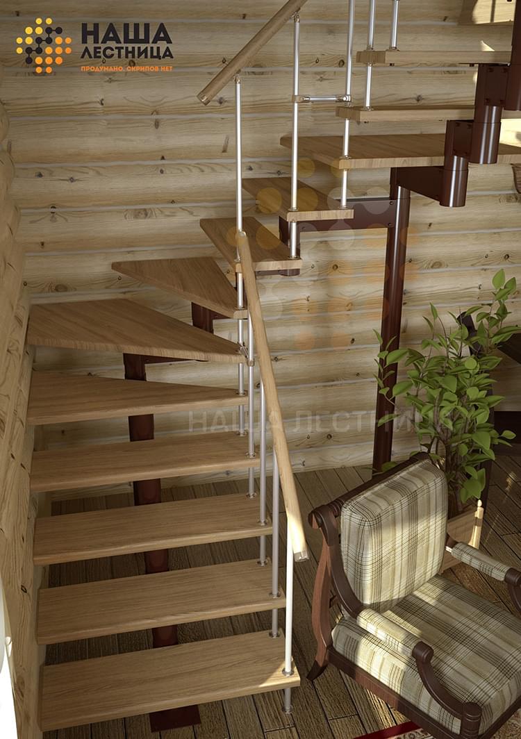 Фото лестница в деревянном доме на второй этаж - вид 3