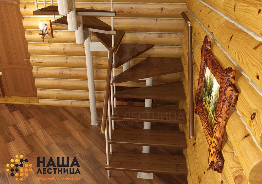 Фото лестница в деревянный дом на второй этаж - вид 2