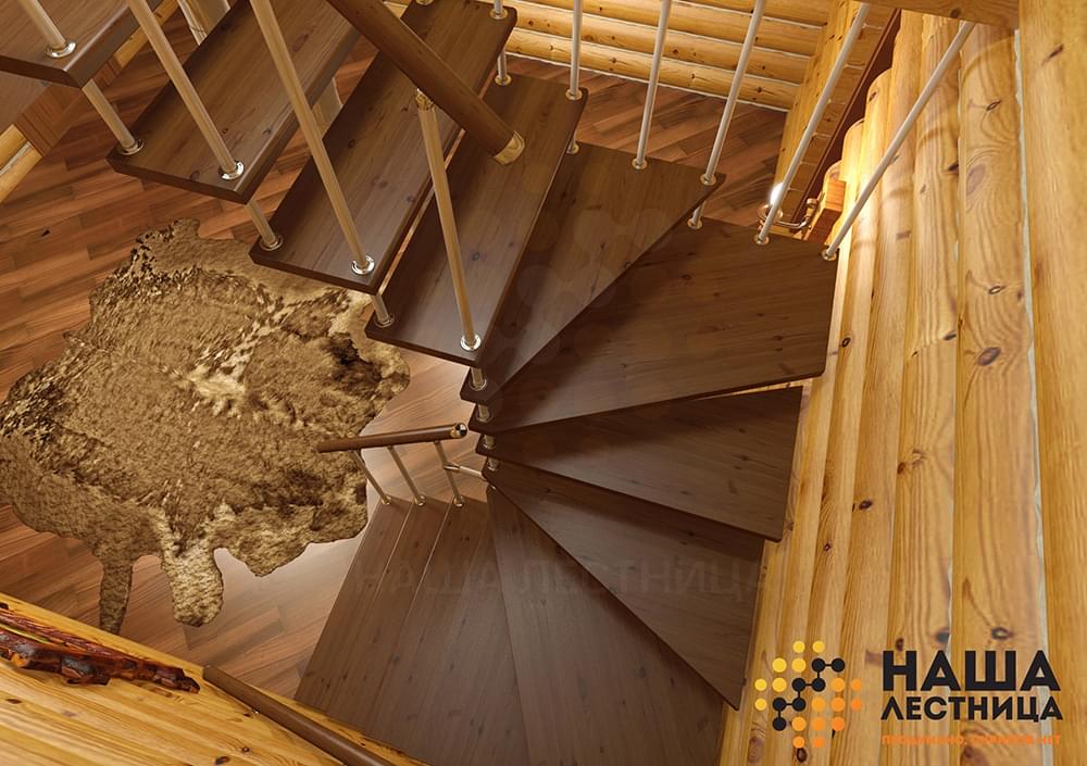 Фото лестница в деревянный дом на второй этаж - вид 3
