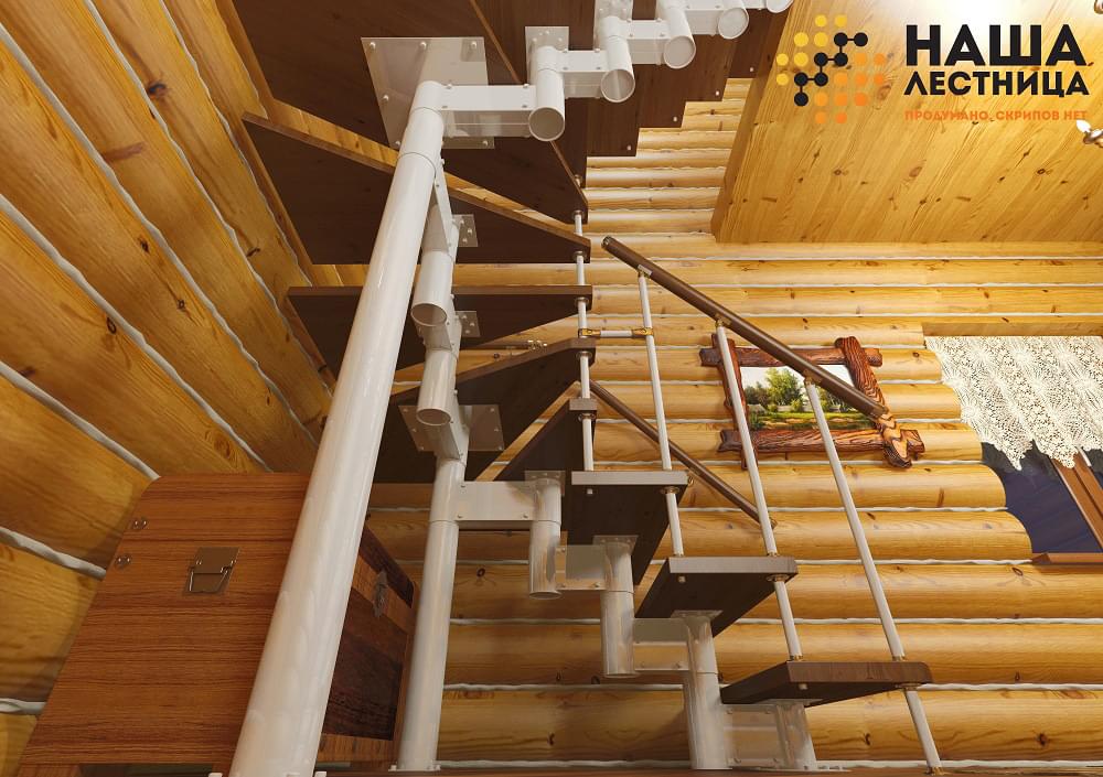 Фото лестница в деревянный дом на второй этаж - вид 4