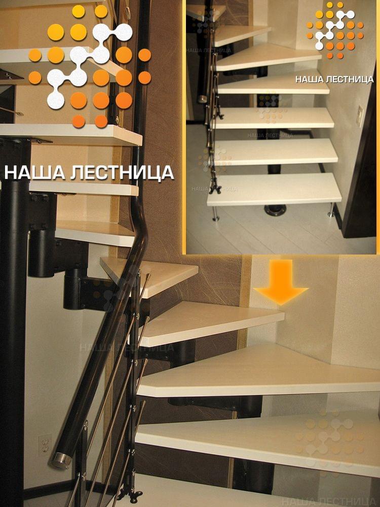 Фото лестница с поворотом на 180 градусов и поворотными ступенями - вид 4