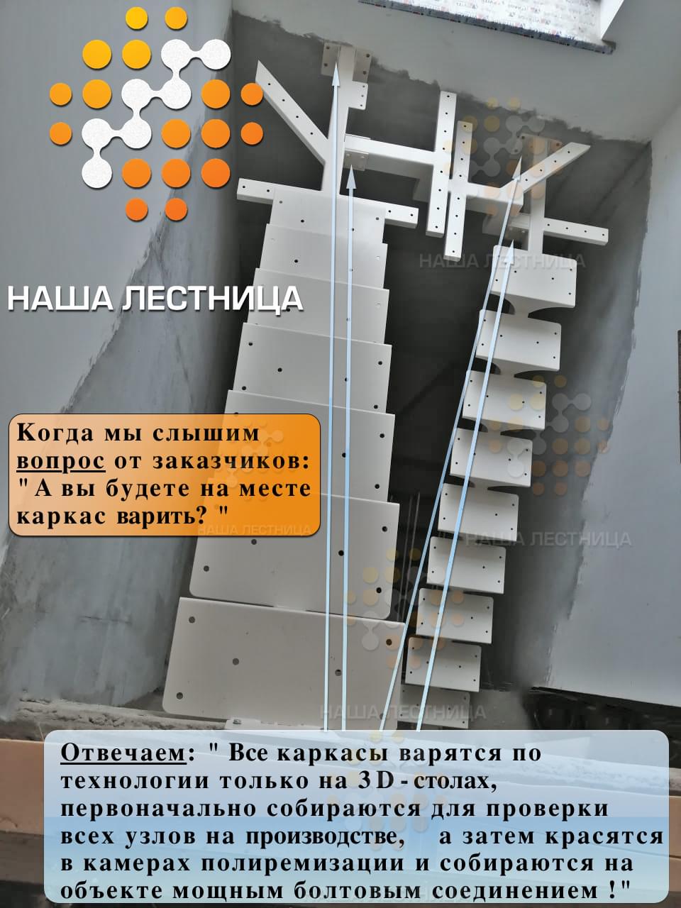 Фото каркас лестницы в частный дом серии "суперлайт" - вид 1