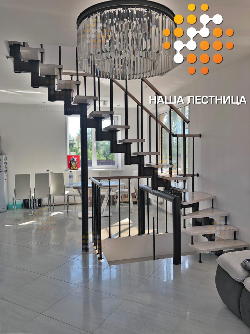 Фото модульная лестница в дом с п-поворотом - вид 1