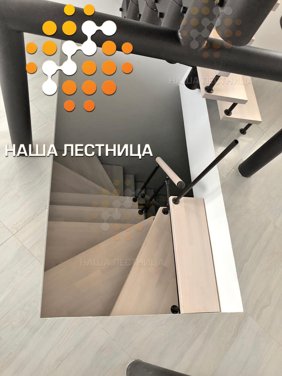 Фото модульная лестница в дом с п-поворотом - вид 16