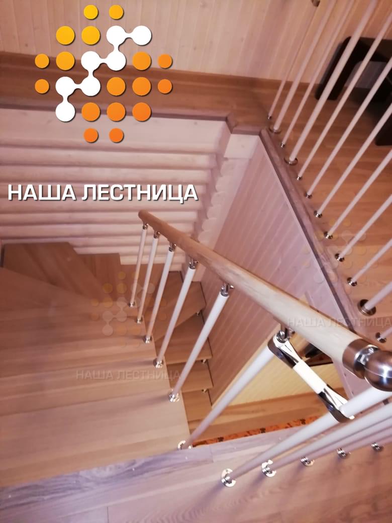 Фото модульная лестница в деревянный дом с п-поворотом - вид 4