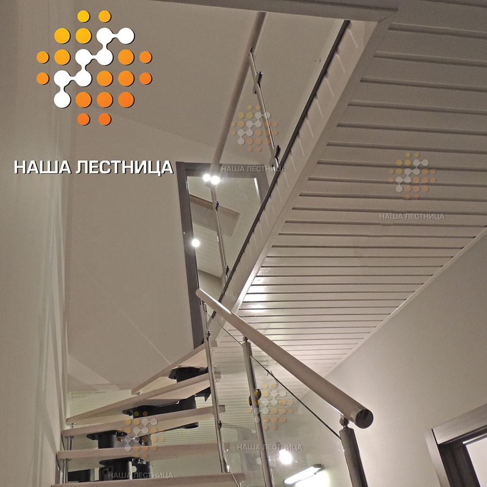Фото модульная лестница со стеклянным ограждением с п-поворотом - вид 4