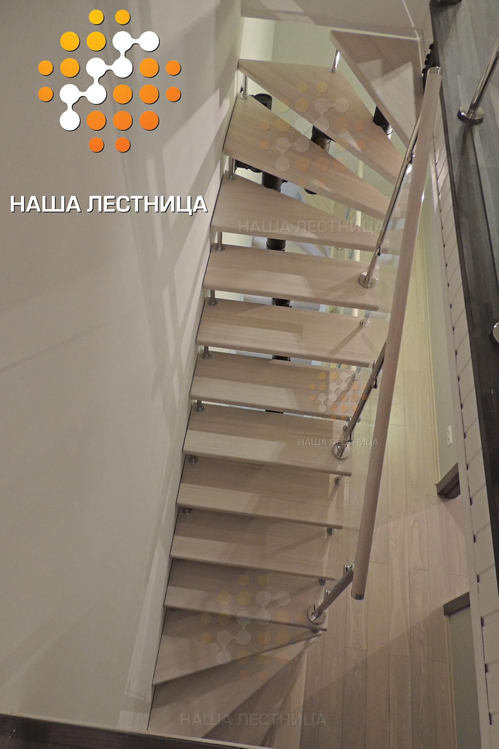 Фото модульная лестница со стеклянным ограждением с п-поворотом - вид 6