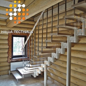 Модульная лестница в деревянный дом на 180 градусов-2