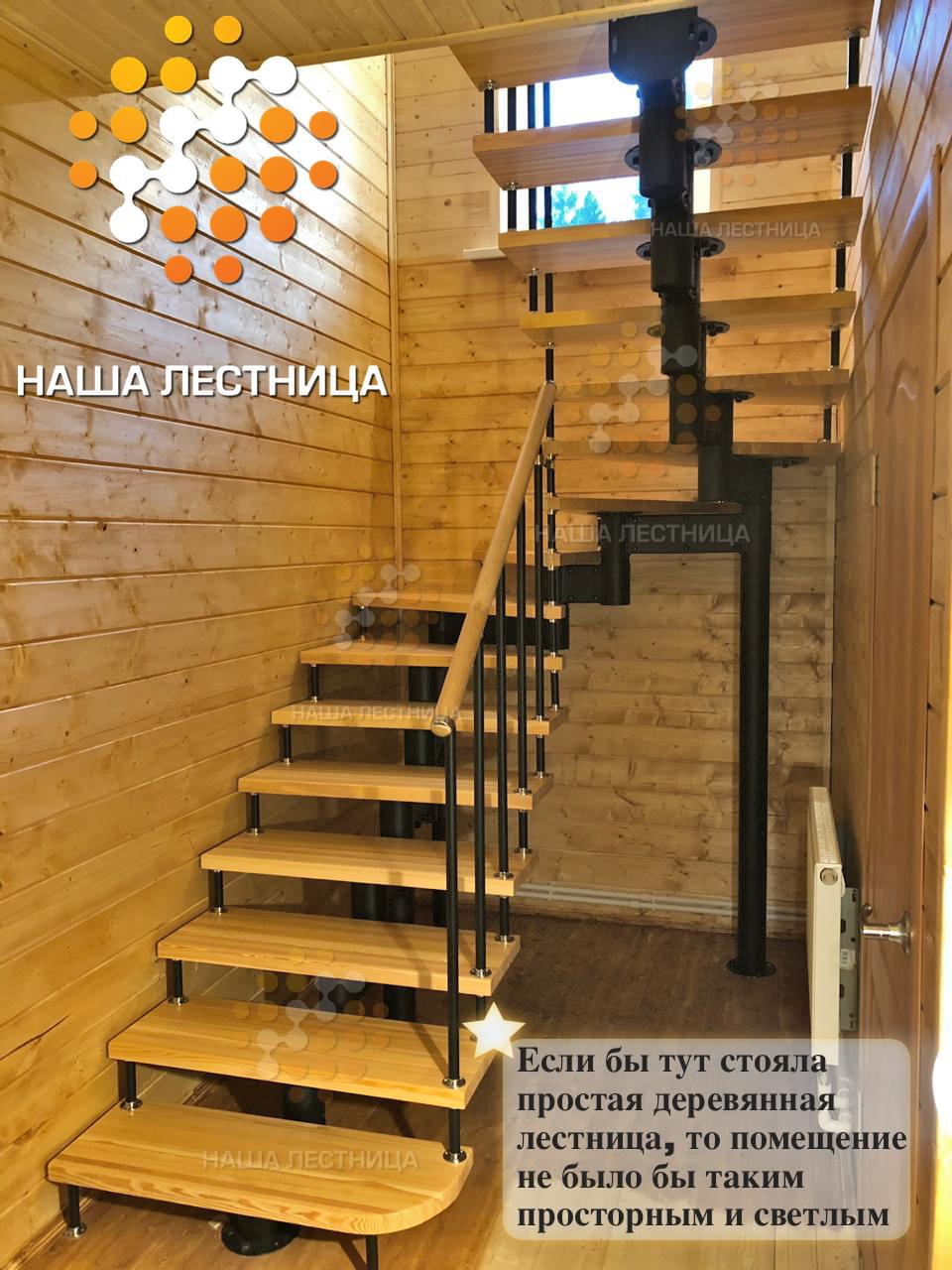 Фото лестница в деревянный дом с поворотом на 180 градусов - вид 3