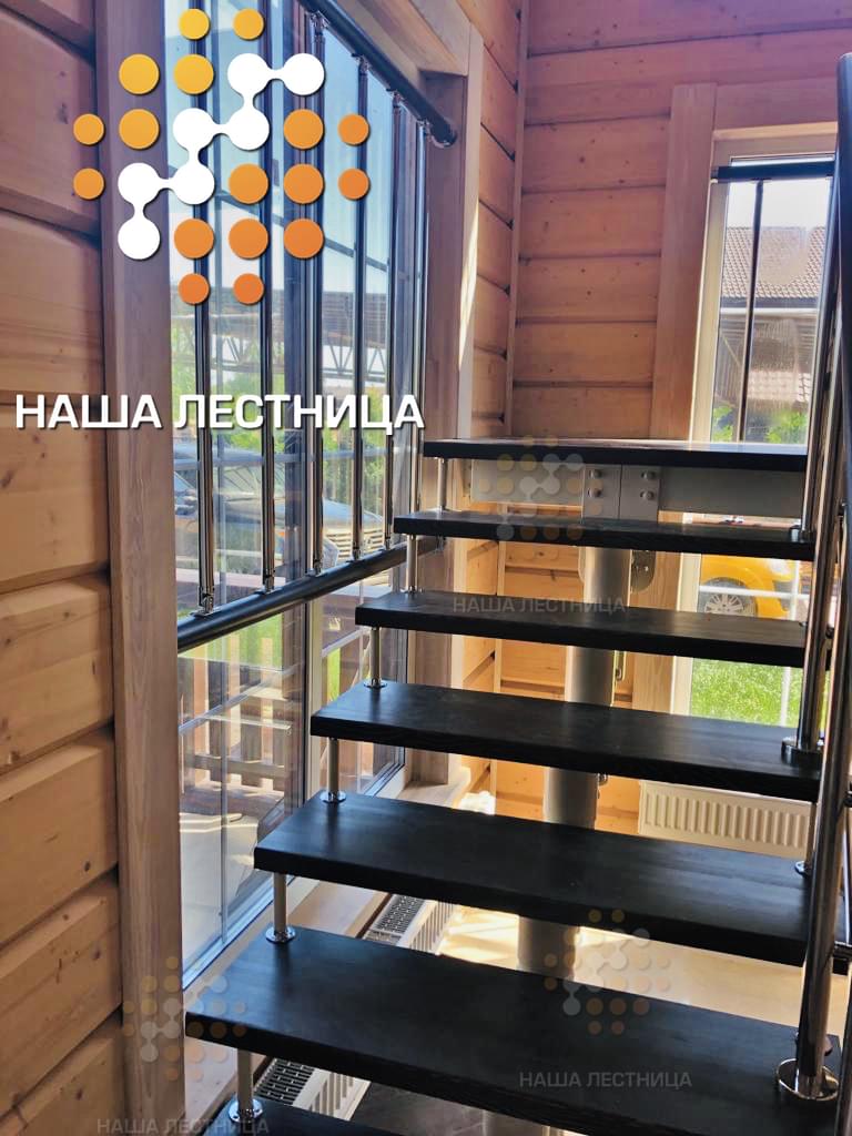 Фото комбинированная модульная лестница в дом с поворотом на 180 градусов - вид 2