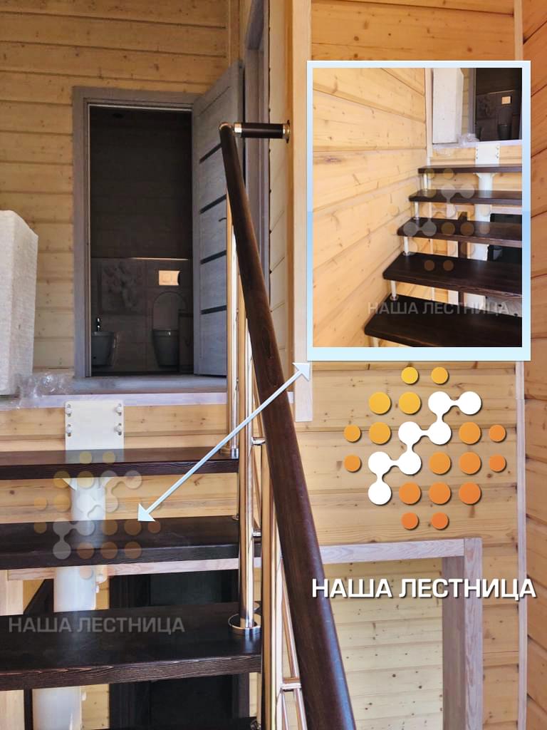Фото комбинированная модульная лестница в дом с поворотом на 180 градусов - вид 3