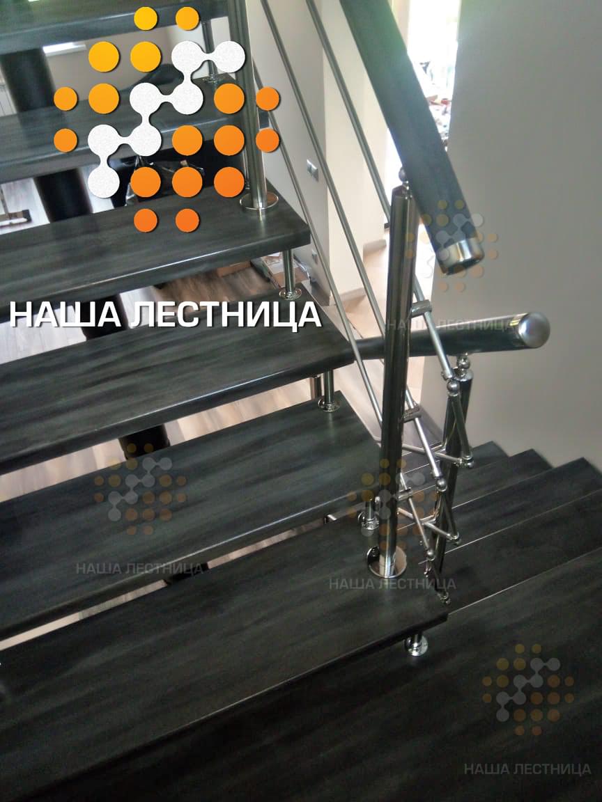Фото модульная комбинированная лестница с п-поворотом и нержавеющим ограждением - вид 3