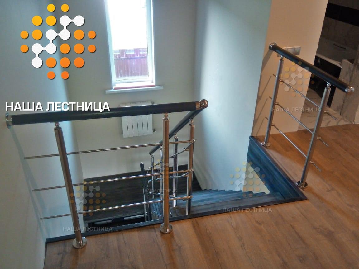 Фото модульная комбинированная лестница с п-поворотом и нержавеющим ограждением - вид 5