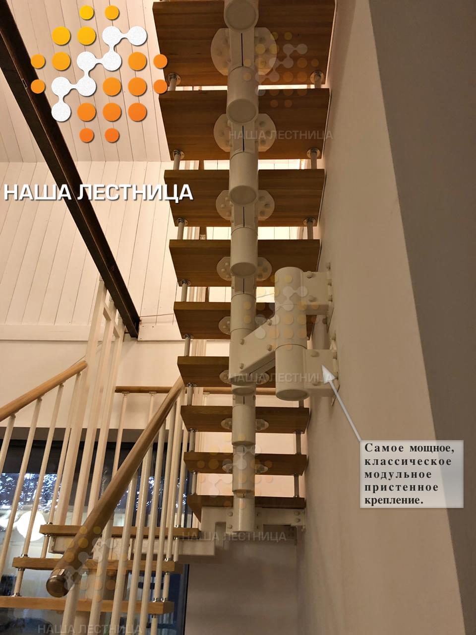 Фото модульная лестница для дома с эксклюзивной поворотной площадкой на 180 градусов - вид 6